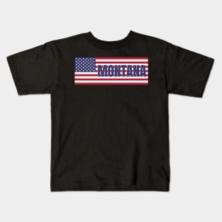 Montana State in American Flag Kids T-Shirt